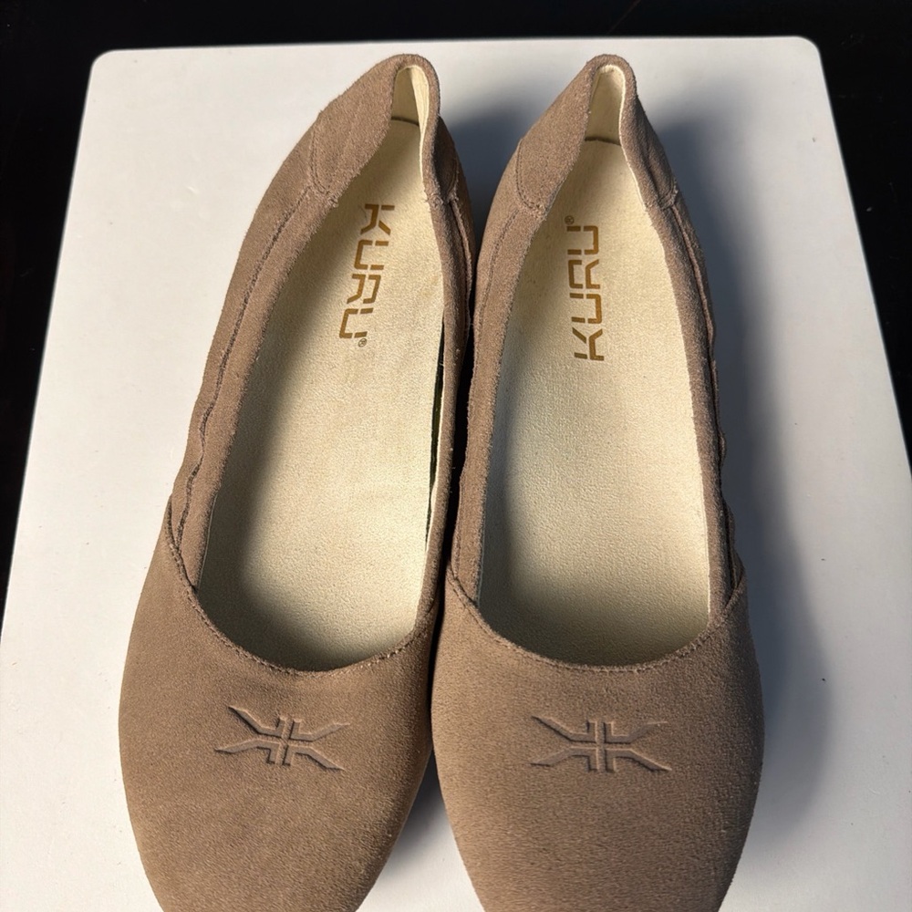 KURU Women's Taupe Suede Slip-On Ballet Flats US11/ EU42.5